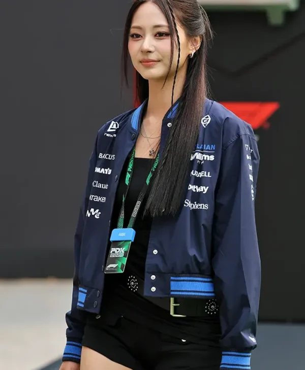 Tzuyu F1 Singapore Grand Prix 2026 Blue Varsity Jacket