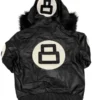 Unisex 8 Ball Black Varsity Bomber Parka Leather Jacket