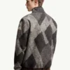 Unisex Argyle Wool Blend Zip Up Sweater