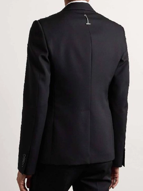 Unisex Black Embellished Suit Fabric Blazer