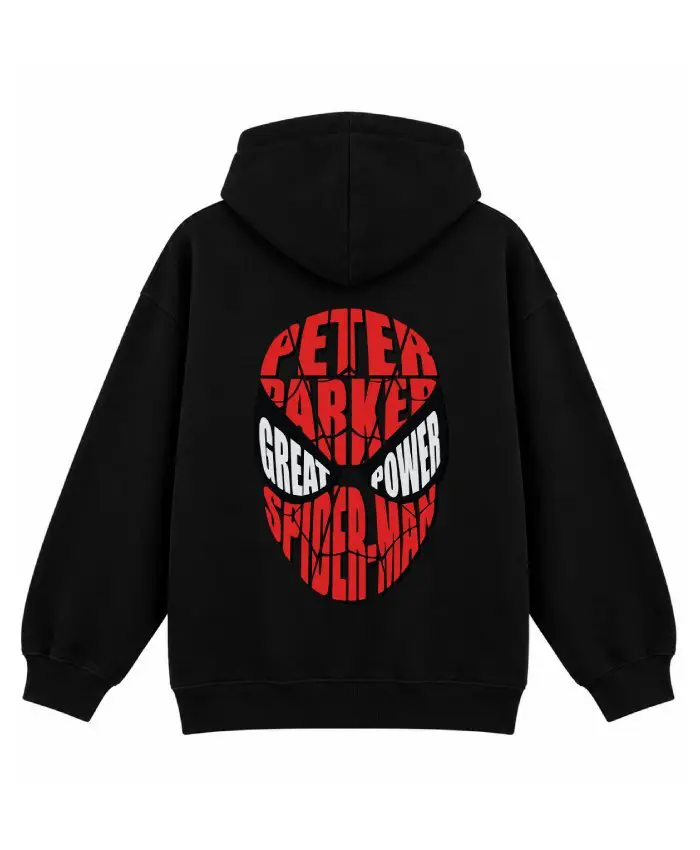 Unisex Black Spider Man Superhero Pullover Hoodie