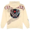 Unisex Cream Fleece Zip Up Wrestling Hoodie