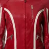 Unisex Crimson Red Real Leather Cafe Racer Coat