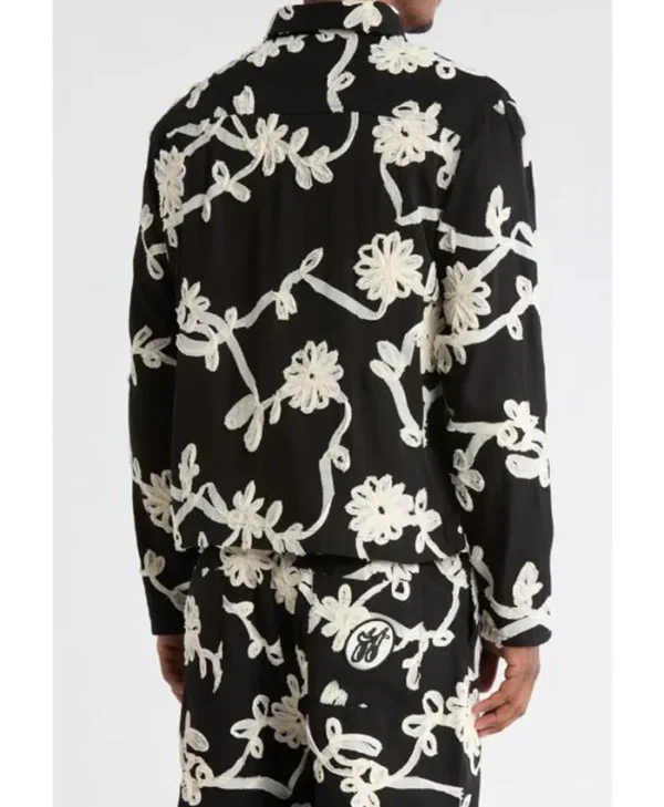 Unisex Floral Ribbon Satin Bomber Jacket