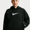 Unisex Hooded Collar Pull Over Fleece Hoodie Four Pockets