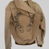 Unisex Hooded Collar Zipper Canvas Jacket Four Pockets