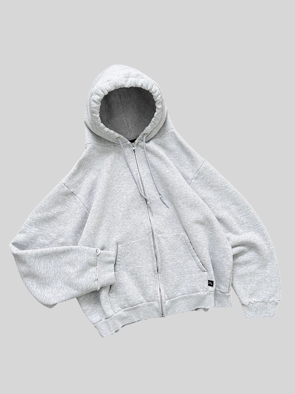 Unisex Hooded Collar Zipper Fleece Hoodie Four Pockets