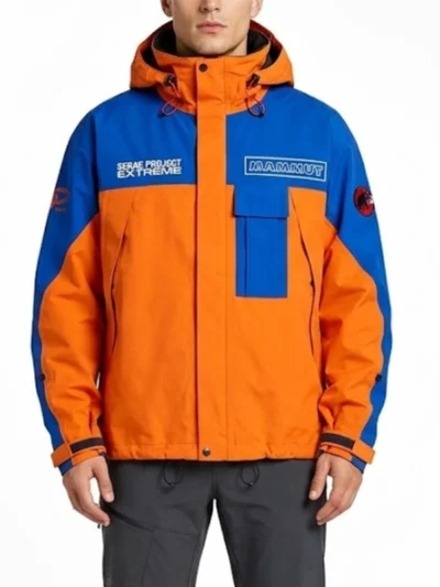 Unisex Hooded Collar Zipper Satin Jacket Four Pockets