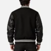 Unisex Monochromatic Black Letterman Bomber Jacket