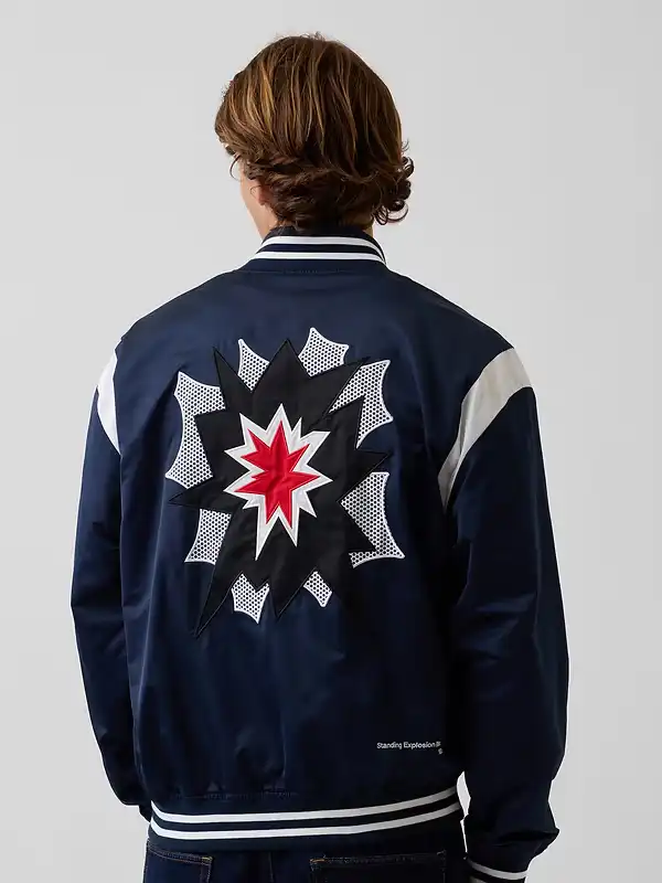 Unisex Pop Art Wool and Leather Letterman Jacket