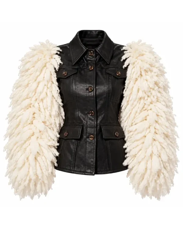 VMAs 2026 Lisa Fur Sleeves Leather Jacket