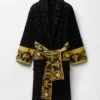 Versace Black Velvet Cotton Bathrobe
