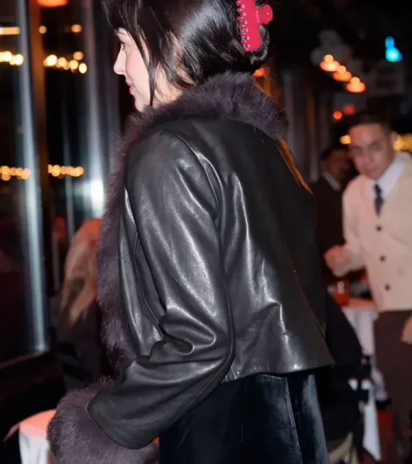 Via Carota Restaurant Dakota Johnson Fur Leather Jacket