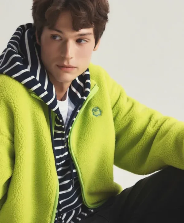 Vibrant Lime Green Plush Fleece Zip Up Jacket