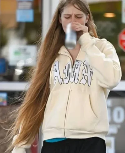 Vivian Jenna Wilson AMN Beige Zip Up Hoodie