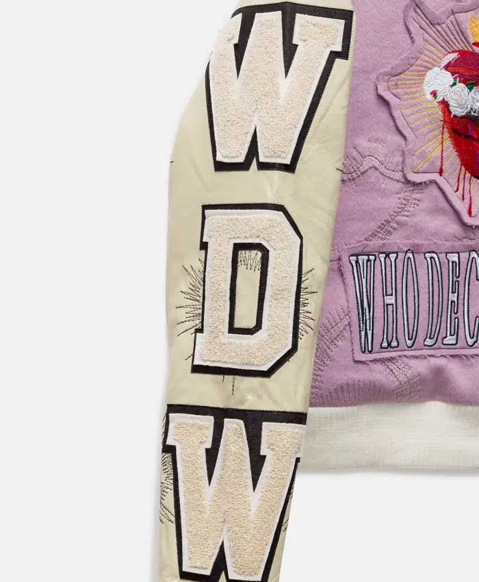 Who Decides War Pink Namesake Varsity Jacket