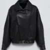 Women Black Real Leather YSL Celebrity Jacket