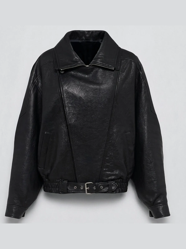 Women Black Real Leather YSL Celebrity Jacket