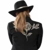 Women Black Suiting Fabric Luxury Embroidered Blazer