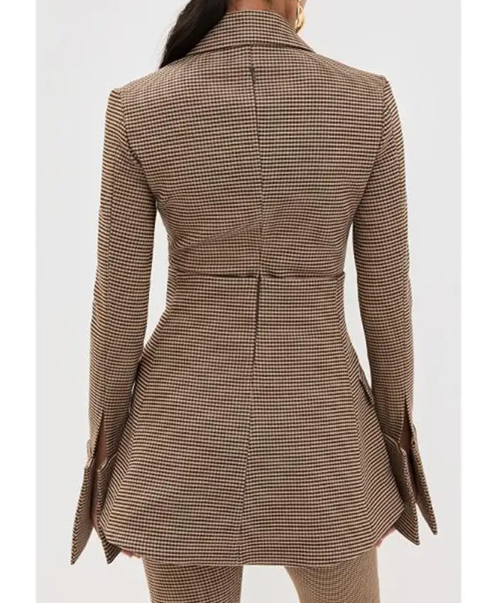 Women Brown Real Leather Executive Suit Blazer