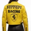 Women Ferrari Yellow Cropped Racing Jacket