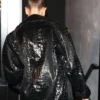 Women Hailey Bieber Zip Up Black Leather Jacket