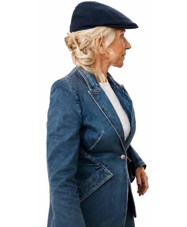 Women Helen Mirren Button Up Denim Blazer