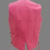 Women’s Hot Pink Side Laces Leather Biker Vest
