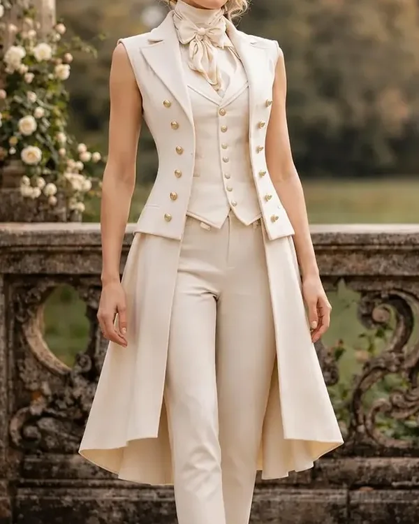 Women’s Ivory Regency Style Double Breasted Tailcoat