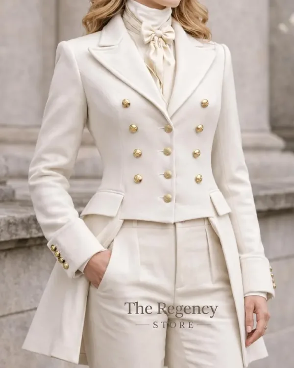 Women’s Ivory Regency Style Double Breasted Tailcoat