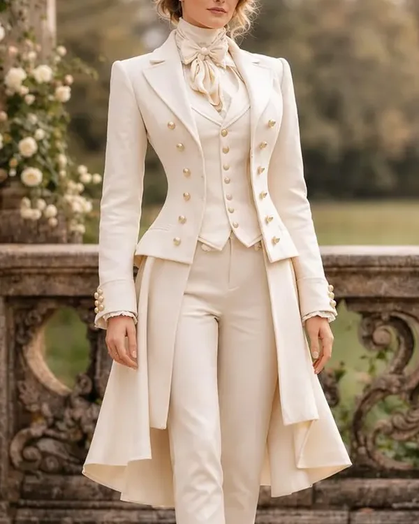 Women’s Ivory Regency Style Double Breasted Tailcoat