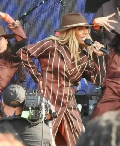 iHeartRadio Festival 2024 Victoria Monét Brown Coat